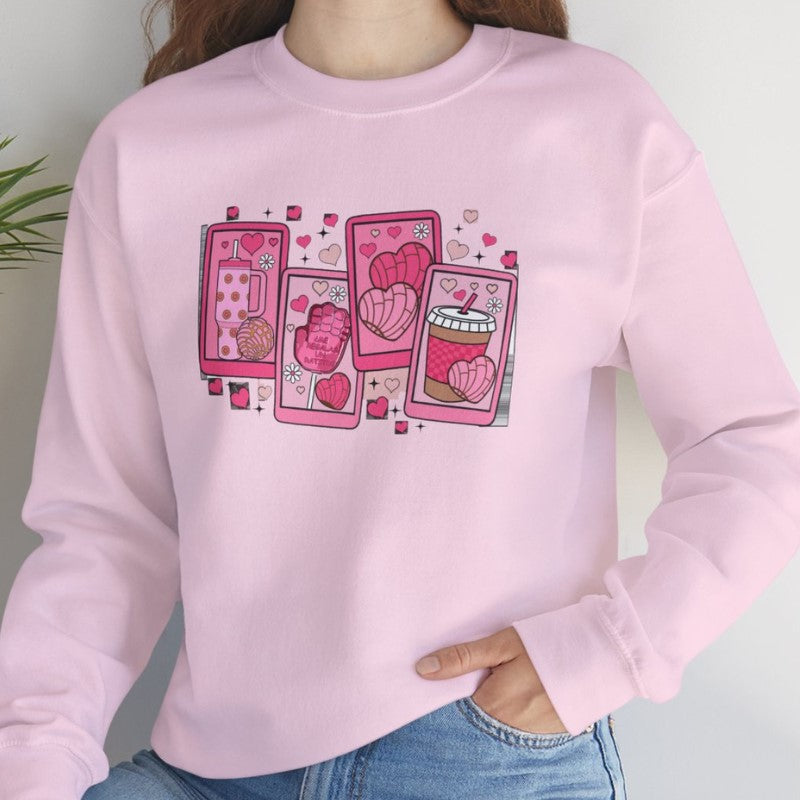 Cafecito Y Chisme Valentines Crewneck Sweatshirt