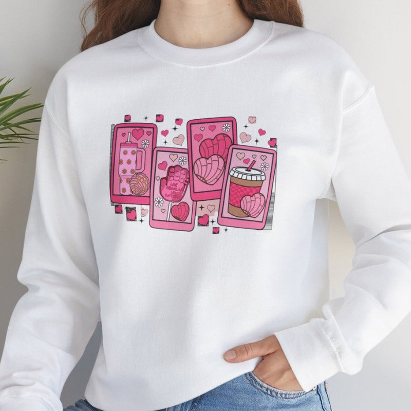 Cafecito Y Chisme Valentines Crewneck Sweatshirt