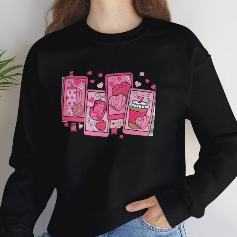 Cafecito Y Chisme Valentines Crewneck Sweatshirt